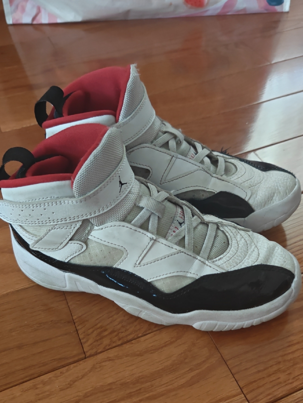 Jordan Kids White Black Red High-Top Sneakers